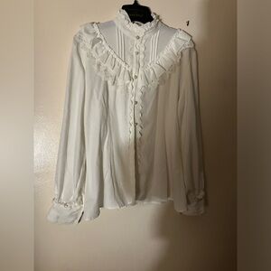 Victorian Blouse Womens Gothic Pirate Shirt Vintage Long Sleeve Lotus Ruffle Top